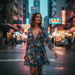 Zara Floral Print Mini Dress Deep V-Neck Women’s